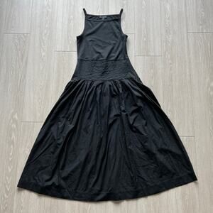 J Crew Pintuck Mixy Dress Small Midi Sleeveless Black